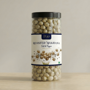 pop & pearls premium roasted makhana – salt & pepper flavour | healthy crunchy snack (80g)