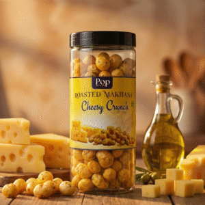 pop & pearls premium roasted makhana – cheesy crunch flavour | crispy, savoury & healthy snack (80g)