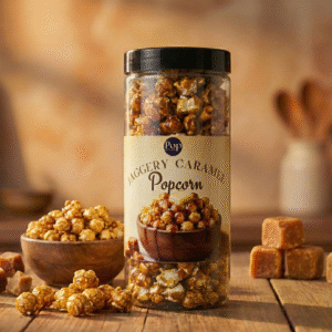 pop & pearls premium jaggery caramel popcorn | sweet & crunchy gourmet snack (140g)