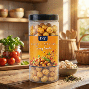 pop & pearls premium roasted makhana – tangy tomato flavour | zesty & crunchy healthy snack (80g)